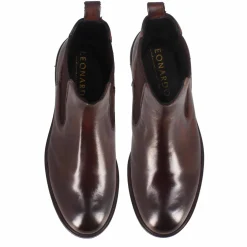 Stivaletto Chelsea Da Donna In Vera Pelle Colore Marrone Scuro Con Elastico