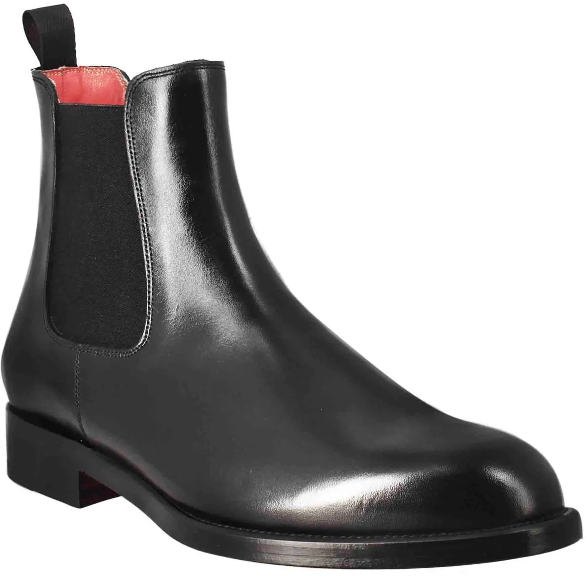 Stivaletto Chelsea Da Uomo In Pelle Colore Nero Con Elastico