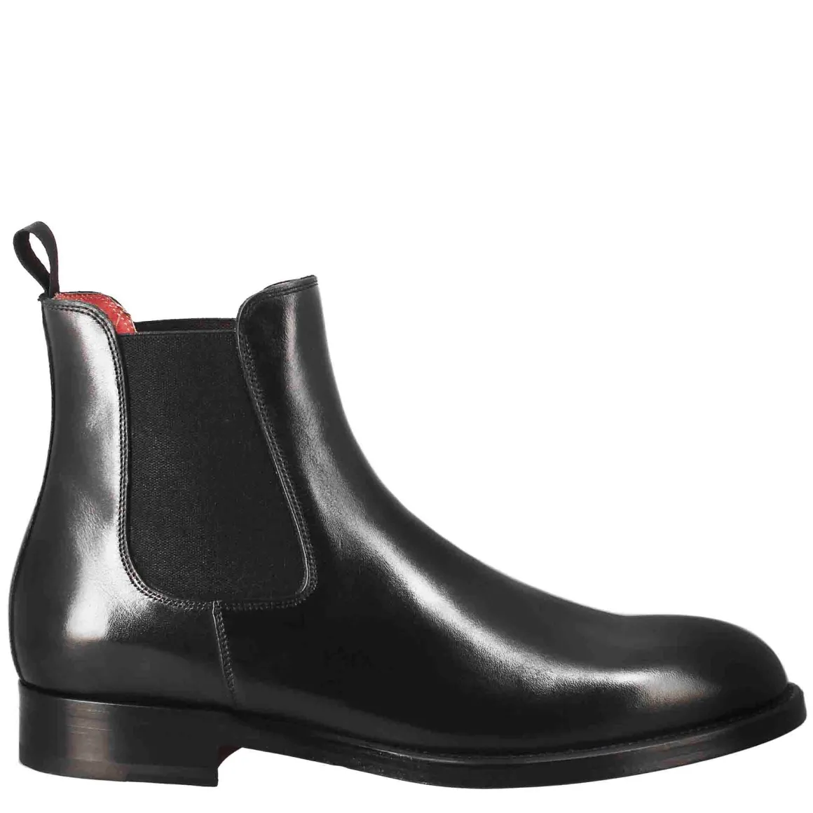 Stivaletto Chelsea Da Uomo In Pelle Colore Nero Con Elastico