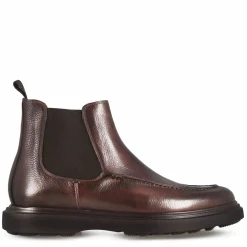 Stivaletto Chelsea Da Uomo In Pelle Martellata Marrone Scuro E Suola In Gomma Vibram