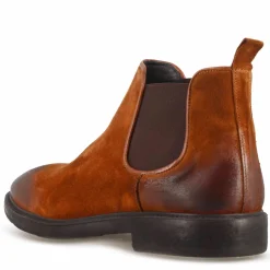 Stivaletto Chelsea Da Uomo In Vera Pelle Scamosciata Marrone Effetto Vintage
