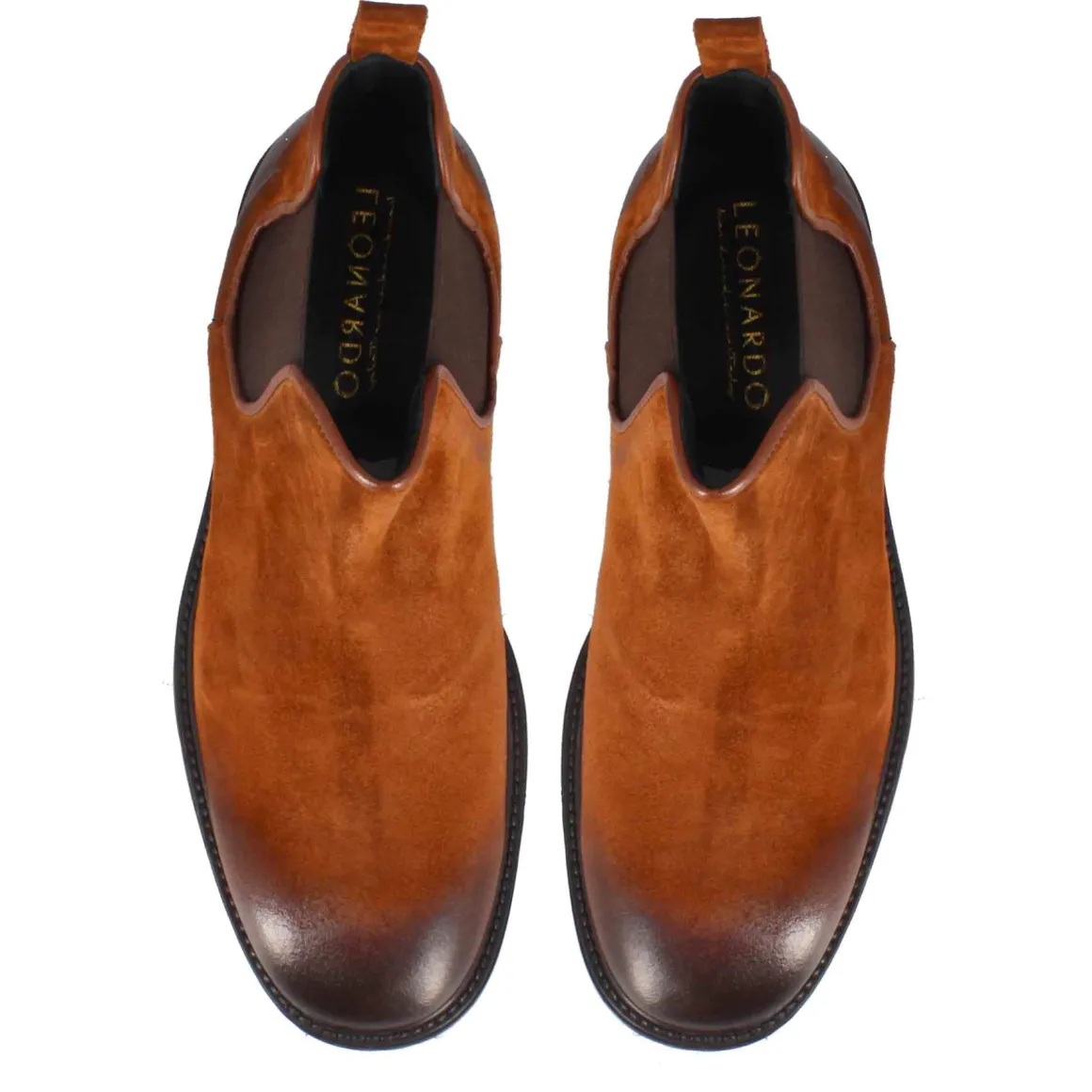 Stivaletto Chelsea Da Uomo In Vera Pelle Scamosciata Marrone Effetto Vintage