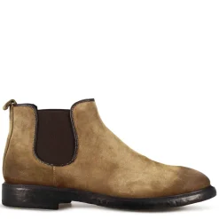 Stivaletto Chelsea Da Uomo In Vera Pelle Scamosciata Marrone Chiaro Effetto Vintage