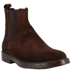 Stivaletto Chelsea In Pelle Scamosciata Colore Marrone Con Fondo Gomma