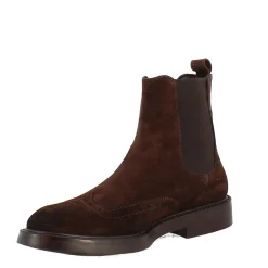 Stivaletto Chelsea In Pelle Scamosciata Colore Marrone Con Fondo Gomma