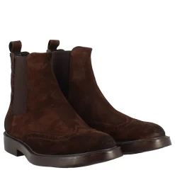 Stivaletto Chelsea In Pelle Scamosciata Colore Marrone Con Fondo Gomma