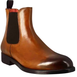 Stivaletto Chelsea Liscio Da Uomo In Pelle Colore Marrone Chiaro Con Elastico