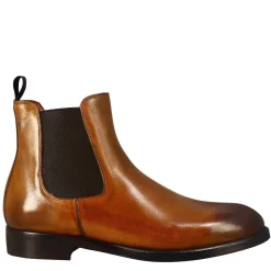 Stivaletto Chelsea Liscio Da Uomo In Pelle Colore Marrone Chiaro Con Elastico