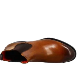Stivaletto Chelsea Liscio Da Uomo In Pelle Colore Marrone Chiaro Con Elastico