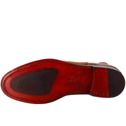 Stivaletto Chelsea Liscio Da Uomo In Pelle Colore Marrone Chiaro Con Elastico