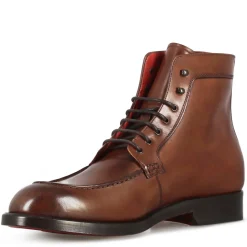 Stivaletto Con Allacciatura Alla Caviglia Da Uomo In Pelle Liscia Colore Marrone