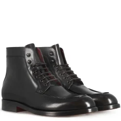 Stivaletto Con Allacciatura Alla Caviglia Da Uomo In Pelle Liscia Colore Nero