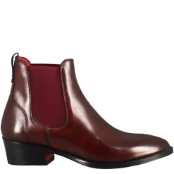 Stivaletto Da Donna Chelsea Liscio Con Tacco Medio In Pelle Colore Bordeaux