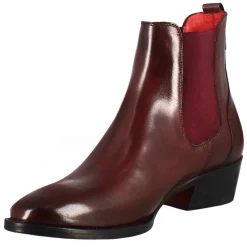 Stivaletto Da Donna Chelsea Liscio Con Tacco Medio In Pelle Colore Bordeaux