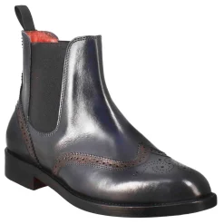 Stivaletto Da Donna Chelsea Con Dettagli Brogue In Pelle Blu