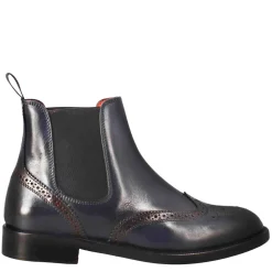 Stivaletto Da Donna Chelsea Con Dettagli Brogue In Pelle Blu