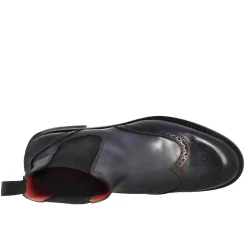 Stivaletto Da Donna Chelsea Con Dettagli Brogue In Pelle Blu