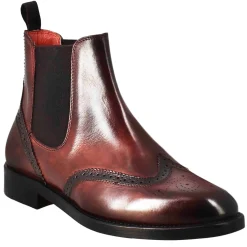 Stivaletto Da Donna Chelsea Con Dettagli Brogue In Pelle Bordeaux