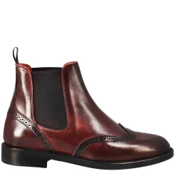 Stivaletto Da Donna Chelsea Con Dettagli Brogue In Pelle Bordeaux