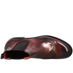 Stivaletto Da Donna Chelsea Con Dettagli Brogue In Pelle Bordeaux