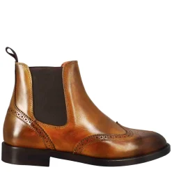Stivaletto Da Donna Chelsea Con Dettagli Brogue In Pelle Marrone Chiaro