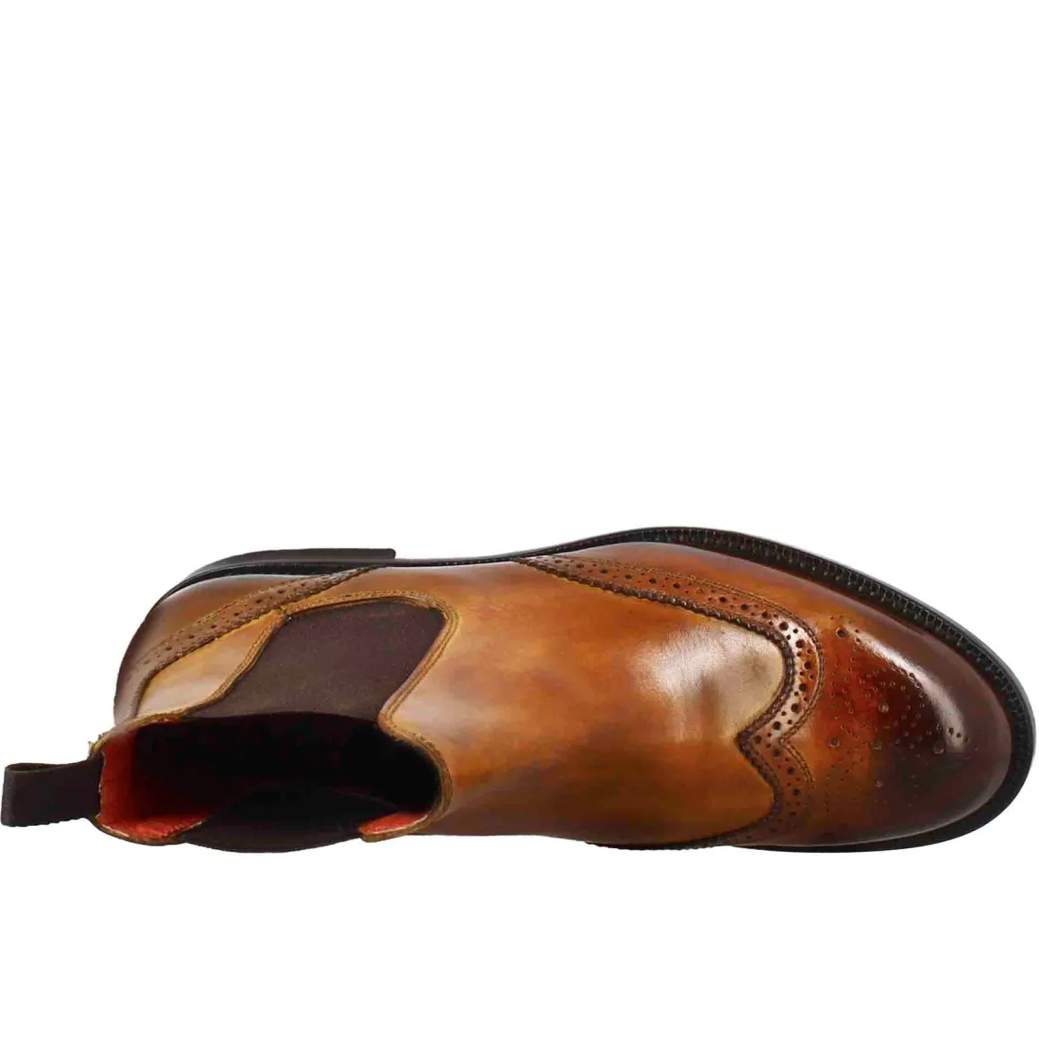 Stivaletto Da Donna Chelsea Con Dettagli Brogue In Pelle Marrone Chiaro