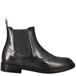 Stivaletto Da Donna Chelsea Con Dettagli Brogue In Pelle Colore Nero