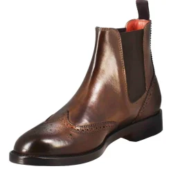 Stivaletto Da Donna Chelsea Con Dettagli Brogue In Pelle Marrone Scuro