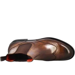 Stivaletto Da Donna Chelsea Con Dettagli Brogue In Pelle Marrone Scuro