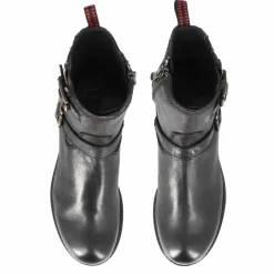 Stivaletto Da Donna Con Doppia Fibbia In Vera Pelle Colore Nero