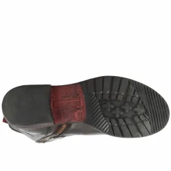 Stivaletto Da Donna Con Doppia Fibbia In Vera Pelle Colore Marrone Scuro