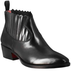 Stivaletto Da Donna Con Ritagli Al Collo In Pelle Colore Nero