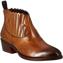 Stivaletto Da Donna Con Ritagli Al Collo In Pelle Colore Marrone Chiaro