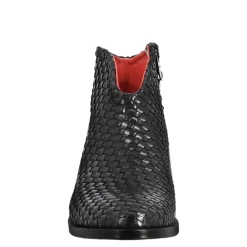 Stivaletto Da Donna Con Tacco Medio In Pelle Intrecciata Colore Nero