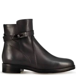 Stivaletto Da Donna In Pelle Colore Nero Con Fibbia Decorativa Alla Caviglia