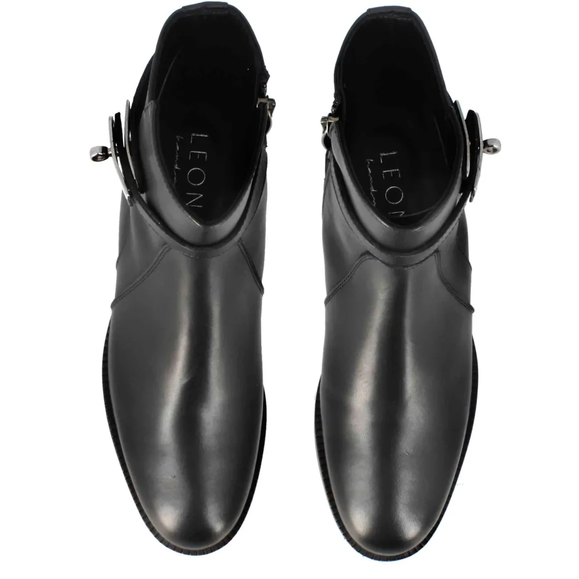 Stivaletto Da Donna In Pelle Colore Nero Con Fibbia Decorativa Alla Caviglia