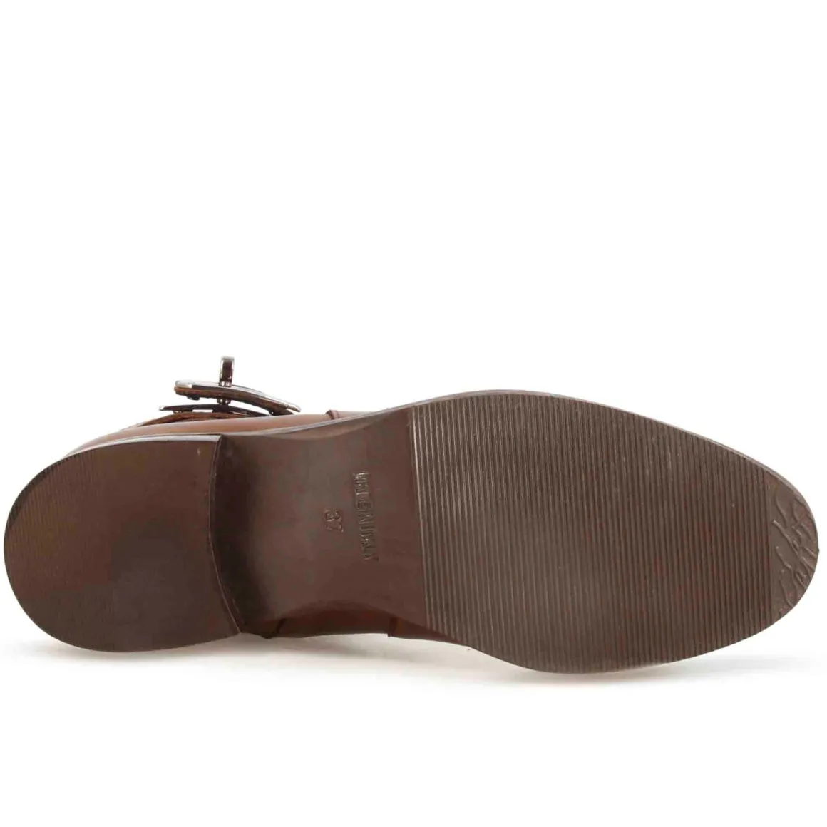 Stivaletto Da Donna In Pelle Colore Marrone Con Fibbia Decorativa Alla Caviglia