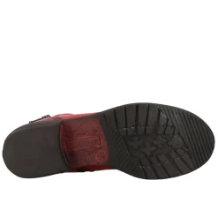 Stivaletto Da Donna In Pelle Colore Rosso Con Cerniera Asimmetrica