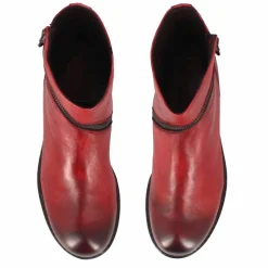 Stivaletto Da Donna In Pelle Colore Rosso Con Cerniera Asimmetrica