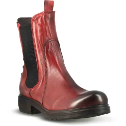 Stivaletto Da Donna In Vera Pelle Colore Rosso Effetto Vintage