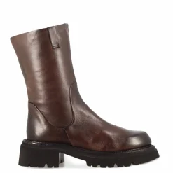 Stivaletto Da Donna In Vera Pelle Colore Marrone Scuro