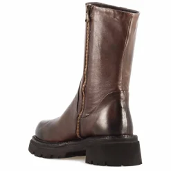 Stivaletto Da Donna In Vera Pelle Colore Marrone Scuro