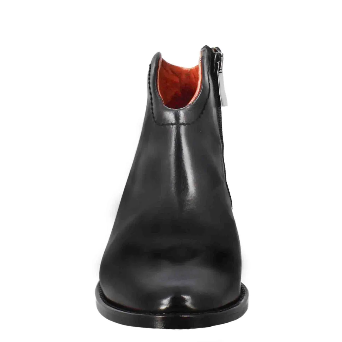 Stivaletto Da Donna Liscio Con Tacco Medio In Pelle Colore Nero
