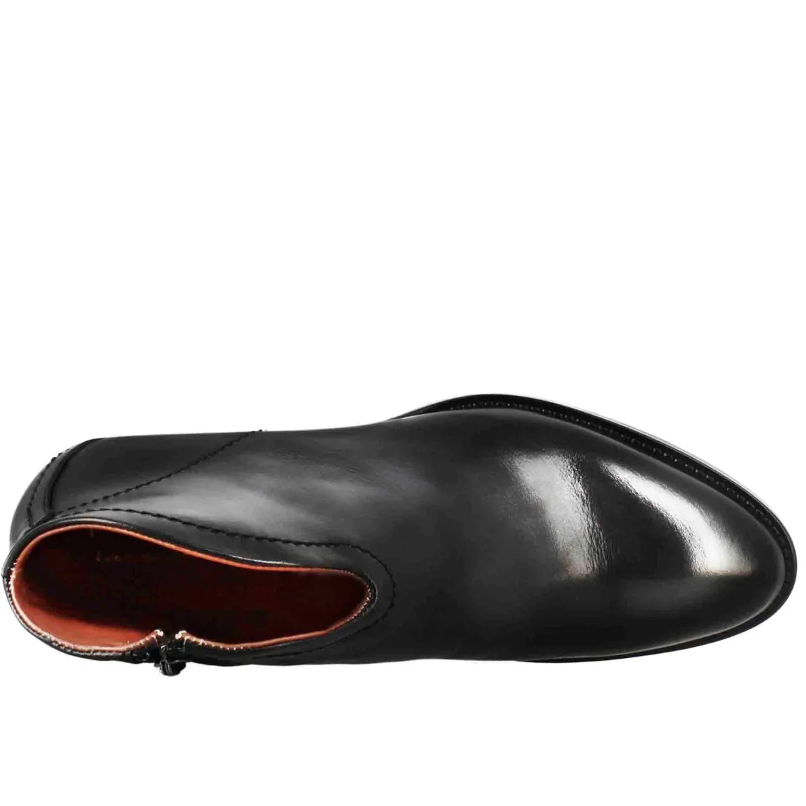 Stivaletto Da Donna Liscio Con Tacco Medio In Pelle Colore Nero