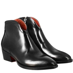 Stivaletto Da Donna Liscio Con Tacco Medio In Pelle Colore Nero