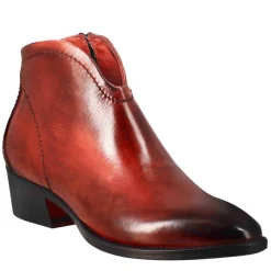 Stivaletto Da Donna Liscio Con Tacco Medio In Pelle Colore Rosso