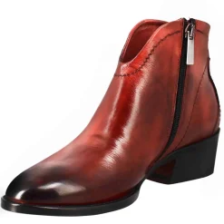Stivaletto Da Donna Liscio Con Tacco Medio In Pelle Colore Rosso