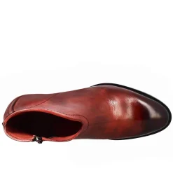 Stivaletto Da Donna Liscio Con Tacco Medio In Pelle Colore Rosso