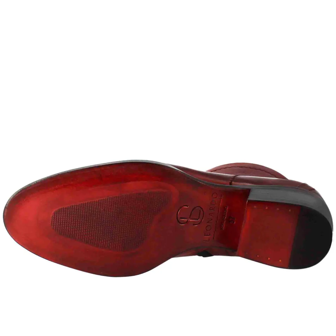Stivaletto Da Donna Liscio Con Tacco Medio In Pelle Colore Rosso