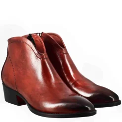 Stivaletto Da Donna Liscio Con Tacco Medio In Pelle Colore Rosso